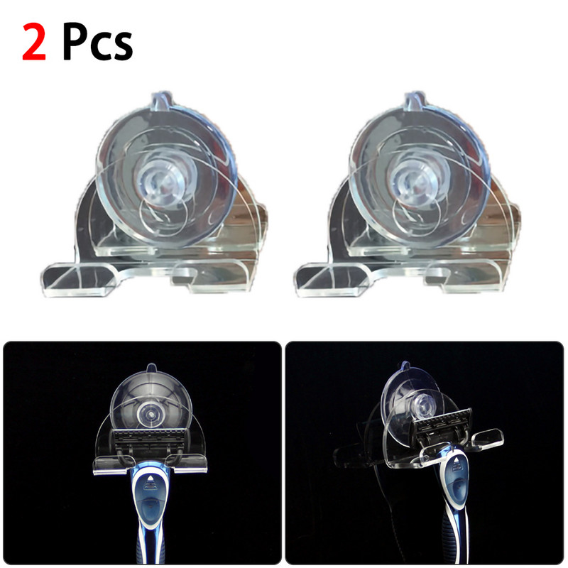 2бр. Държач за самобръсначка Стенен смукател за тоалетна Кука за вендуза Бръснач Пластмасов прозрачен държач за самобръсначка Без пробиване