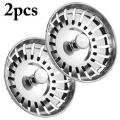2PCS Цедка за мивка Филтър за оттичане на мивка от неръждаема стомана Цетка за оттичане на филтър за битова кухненска мивка Запушалка за оттичане на косми