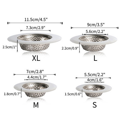 Филтър за мивка от неръждаема стомана Цедка за кухненска мивка Филтър за улавяне на косми Филтър за баня Душ Капак за оттичане на пода Цедка за оттичане