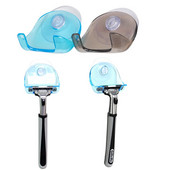 2бр. Пластмасов държач за самобръсначка Стенен смукател за тоалетна Вендуза Кука Бръснач Самобръсначка за баня Висяща поставка Прозрачен рафт за съхранение