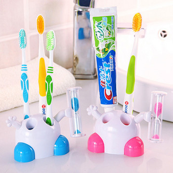 Δημιουργική βάση οδοντόβουρτσας με χρονοδιακόπτη άμμου Αντίστροφη μέτρηση 3 λεπτών Αξεσουάρ μπάνιου Σετ θήκη οδοντόβουρτσας για παιδιά
