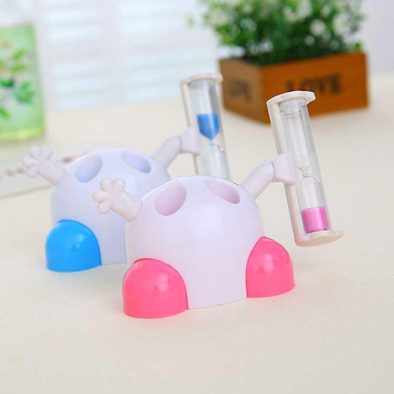 Творчески държач за четка за зъби с пясъчен таймер 3-минутен таймер за обратно отброяване Комплект аксесоари за баня Поставка за държач за четка за зъби за дете