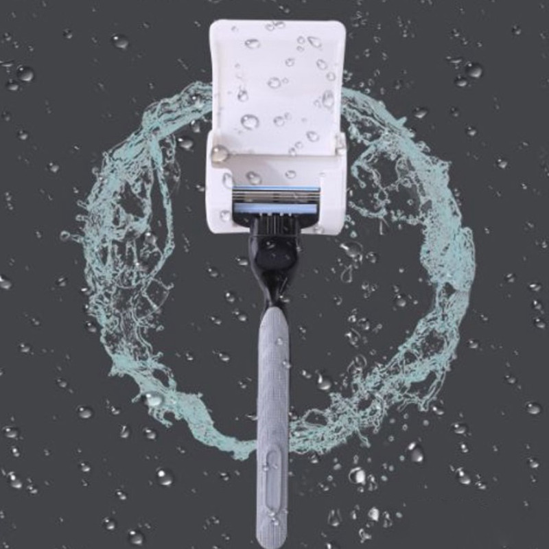 1PC Прахоустойчив мъжки държач за бръснач Стенен самозалепващ се държач за самобръсначка Висяща стойка Пластмасова опора за баня Аксесоари за баня