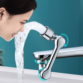 Универсален удължител на въртене на 1080° Кран Аератор Пластмасов филтър за пръски Кухненски кранове за мивка Барботираща дюза Роботизирана ръка