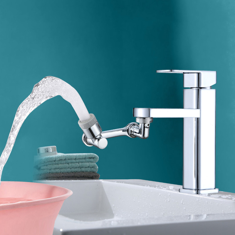 Универсален удължител на въртене на 1080° Кран Аератор Пластмасов филтър за пръски Кухненски кранове за мивка Барботираща дюза Роботизирана ръка