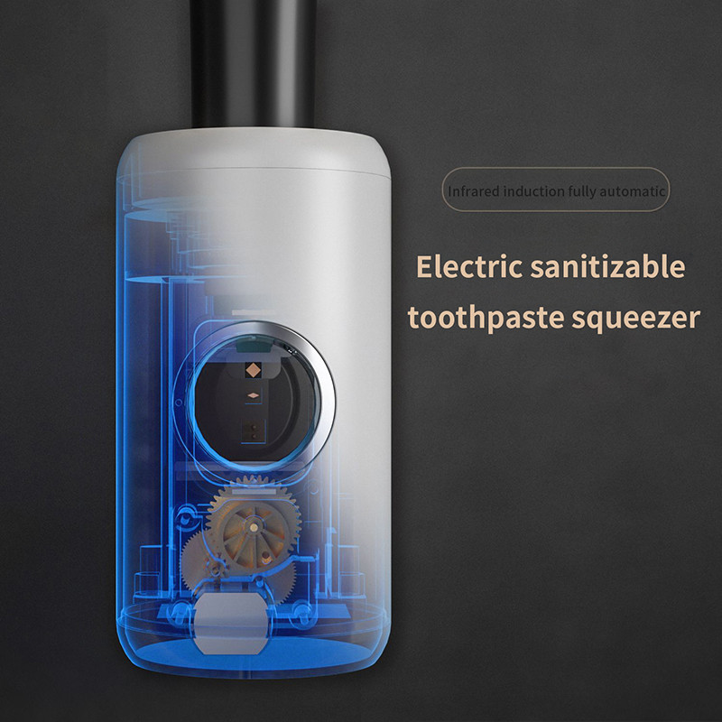 Монтиран на стена автоматичен дезинфектант за изстискване на паста за зъби UV дезинфекция Четка за зъби Дозатор за паста за зъби Поставка Аксесоари за баня