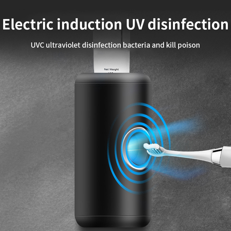 Монтиран на стена автоматичен дезинфектант за изстискване на паста за зъби UV дезинфекция Четка за зъби Дозатор за паста за зъби Поставка Аксесоари за баня