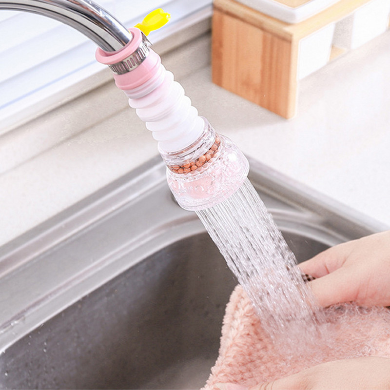 Нов преносим 1PC 360 въртене на кухненска мивка Удължител на кран Чучури Пръскачки Кран за душ Пречиствател на вода Дюза Водоспестяващ филтър