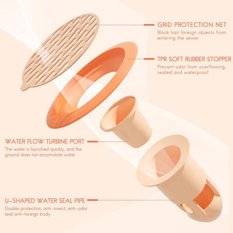 Вана Душ Подова цедка Дезодорант Подов канал Сърцевина на дренаж Предотвратяване на обратен поток Уловител за косми за баня Кухня Инструменти против неприятна миризма