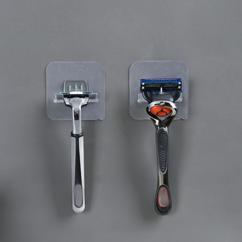 Прозрачен PVC материал Водоустойчив държач за бръснач Стенен без пробив Мъжка кука за съхранение на бръснач Кухня Аксесоари за съхранение на баня