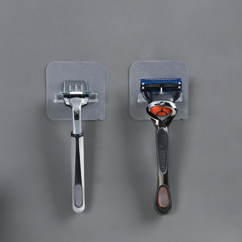Прозрачен PVC материал Водоустойчив държач за бръснач Стенен без пробив Мъжка кука за съхранение на бръснач Кухня Аксесоари за съхранение на баня