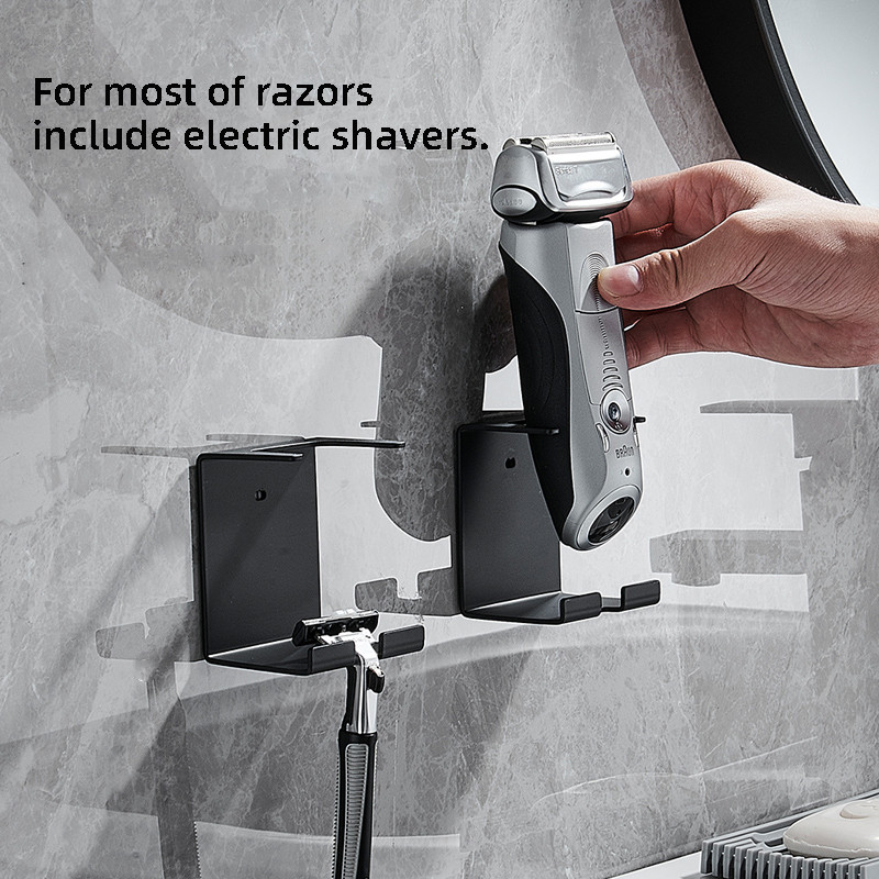 Държач за самобръсначка за бръснене без удар Мъжка самобръсначка Кука за съхранение Стенен рафт Баня Поставка за бръснач Кухненски щепсел Държач за контакт