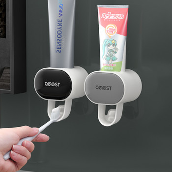 Автоматичен дозатор за паста за зъби Монтиране на стена Аксесоари за баня Водоустойчив Устойчив на прах Изстисквачка за паста за зъби Поставка за четка за зъби