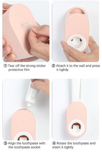 Автоматичен дозатор за паста за зъби Стенен водоустойчив изстисквач за паста за зъби Поставка за четка за зъби Аксесоари за баня