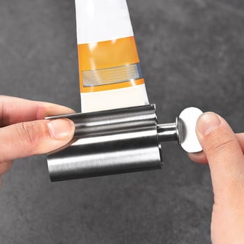 Rolling Toothpaste Squeezer Tube Dispenser Οδοντόκρεμα Στήριγμα οδοντόβουρτσας Σετ αξεσουάρ μπάνιου δοσομετρητής από ανοξείδωτο χάλυβα