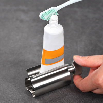 Rolling Toothpaste Squeezer Tube Dispenser Οδοντόκρεμα Στήριγμα οδοντόβουρτσας Σετ αξεσουάρ μπάνιου δοσομετρητής από ανοξείδωτο χάλυβα