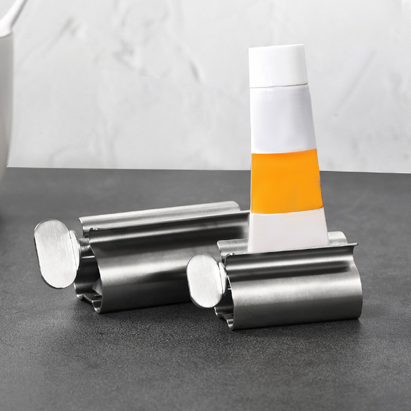 Тръба за изстискване на паста за зъби Дозатор за паста за зъби Поставка за държач на четка за зъби Дозатор от неръждаема стомана Комплект аксесоари за баня