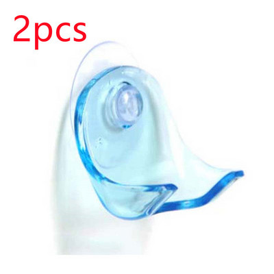 1/2 бр. Държач за бръснач Прозрачен син пластмасов Държач за вендуза за бръснач Закачалки Закачалка за кърпи Поставка за съхранение Аксесоари за баня