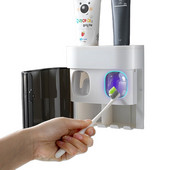 Монтирана на стена автоматична изстисквачка за паста за зъби Дозатор за паста за зъби Магнитен държач за четка за зъби Поставка за паста за зъби Аксесоари за баня