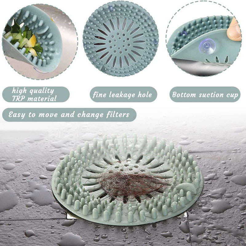 1PC Уловител за коса Силиконова запушалка за коса Уловител Капак за оттичане на душ с вендуза за вана за баня Кухненски аксесоари