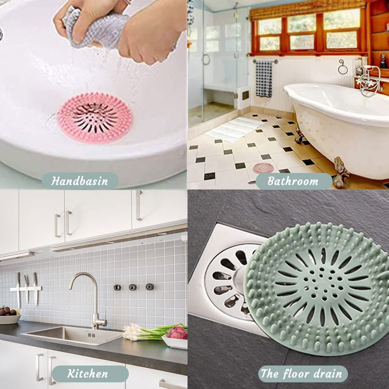 1PC Уловител за коса Силиконова запушалка за коса Уловител Капак за оттичане на душ с вендуза за вана за баня Кухненски аксесоари