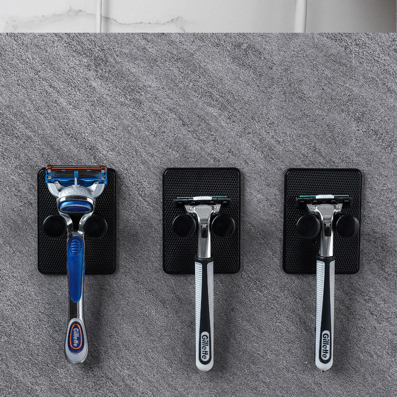 Държач за бръснач Душ Стена Държач за бръснач Поставка за съхранение Мъжки рафт за самобръсначка Баня Стенна кука Закачалка Кухненска лепилна кука Стена