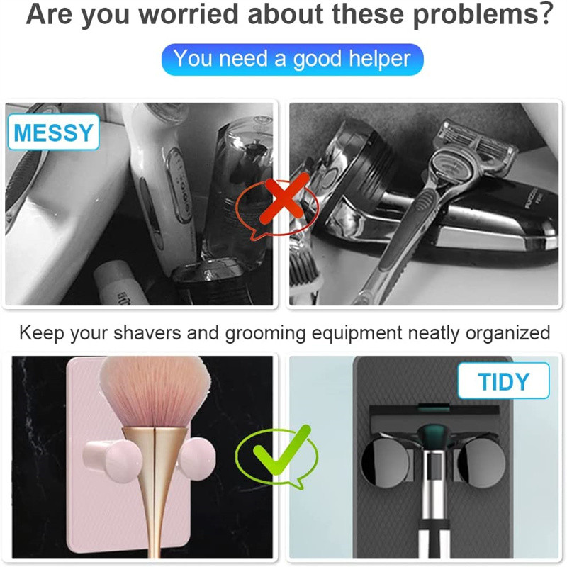 Държач за бръснач Душ Стена Държач за бръснач Поставка за съхранение Мъжки рафт за самобръсначка Баня Стенна кука Закачалка Кухненска лепилна кука Стена