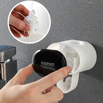Автоматичен дозатор за паста за зъби Монтиран на стена Без пробиви Устойчив на прах Устройство за изстискване на паста за зъби Поставка за съхранение Аксесоари за баня