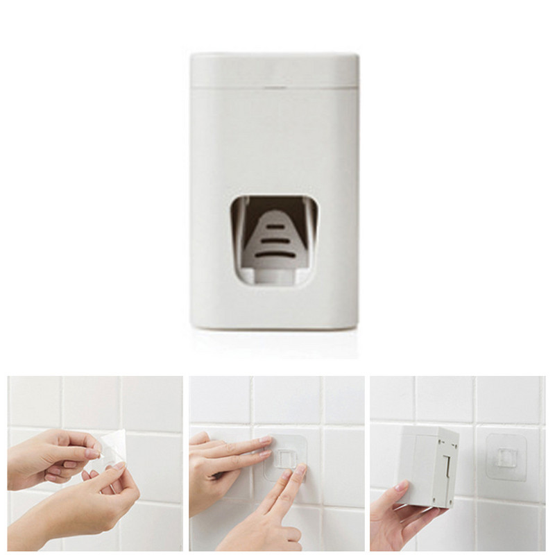 Държач за четка за зъби Автоматичен дозатор за паста за зъби Изстисквачка за паста за зъби 4 държача за четка за зъби Стойка за стенен монтаж Инструменти за баня