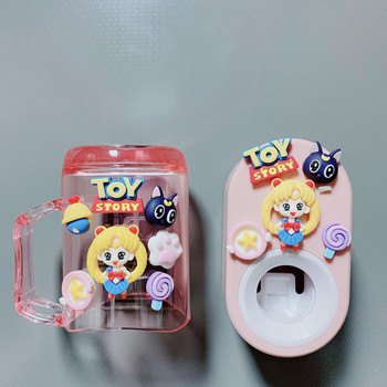 Cartoon Automatic Toothpaste Dispenser 3IN1 Θήκη οδοντόβουρτσας για παιδιά Cute Mouth Cup Squeezers Σετ αξεσουάρ μπάνιου Παιδικά