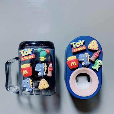 Карикатура Автоматичен дозатор за паста за зъби 3IN1 Държач за четка за зъби за деца Сладки изстисквачки за чаши за уста Комплект аксесоари за баня Детски