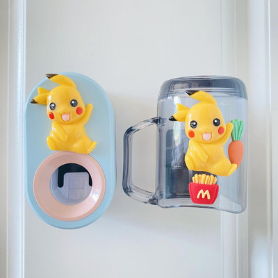 Карикатура Автоматичен дозатор за паста за зъби 3IN1 Държач за четка за зъби за деца Сладки изстисквачки за чаши за уста Комплект аксесоари за баня Детски