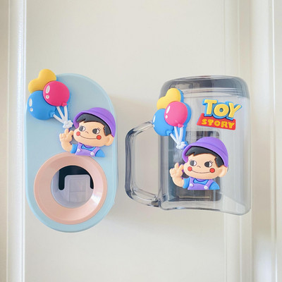 Карикатура Автоматичен дозатор за паста за зъби 3IN1 Държач за четка за зъби за деца Сладки изстисквачки за чаши за уста Комплект аксесоари за баня Детски