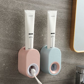 Автоматична изстисквачка за паста за зъби Стенен монтаж Дозатор за паста за зъби Прахоустойчив Държач за четка за зъби Поставка за паста за зъби Аксесоари за баня