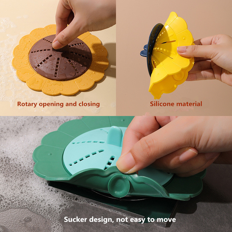 Дренажен филтър за блок за баня Миризма Многоцелеви въртяща се запушалка за коса Силиконов капак за подов дренаж Кухненски аксесоари