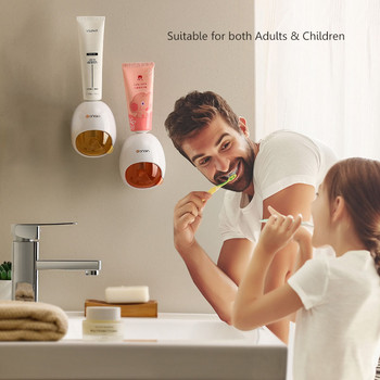 Αυτόματος διανομέας οδοντόκρεμας Kawaii Kids με κάλυμμα προστασίας από τη σκόνη Τοποθέτηση στον τοίχο Στήριγμα οδοντόκρεμας μπάνιου μπάνιου σπιτιού