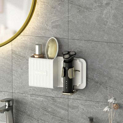 Стенен държач за електрическа самобръсначка Поставка Органайзер Държач за съхранение на четка за зъби Съхранение без пробиви за домашни аксесоари за баня