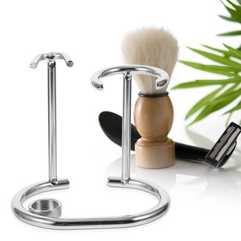 Βάση βάσης ξυρίσματος Brush Men Kit Σετ σχάρα ασφαλείας Organizer Ατσάλινα ξύλινα σταντ S Ανδρική βάση Μεταλλική ίσια μπολ αποθήκευσης γενειάδα