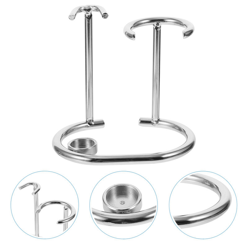 Стойка за бръснене Държач Четка Мъжки комплект Безопасна стойка Комплект Органайзер Стоманени дървени стойки S Мъжка неблагородна метална права купа за съхранение Брада