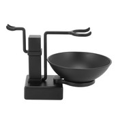 Мъжки бръснар за баня Метална стойка за бръснене Комплект поставка - Рафт за държач на четка за бръснене + Чаша за сапун Купа Черна