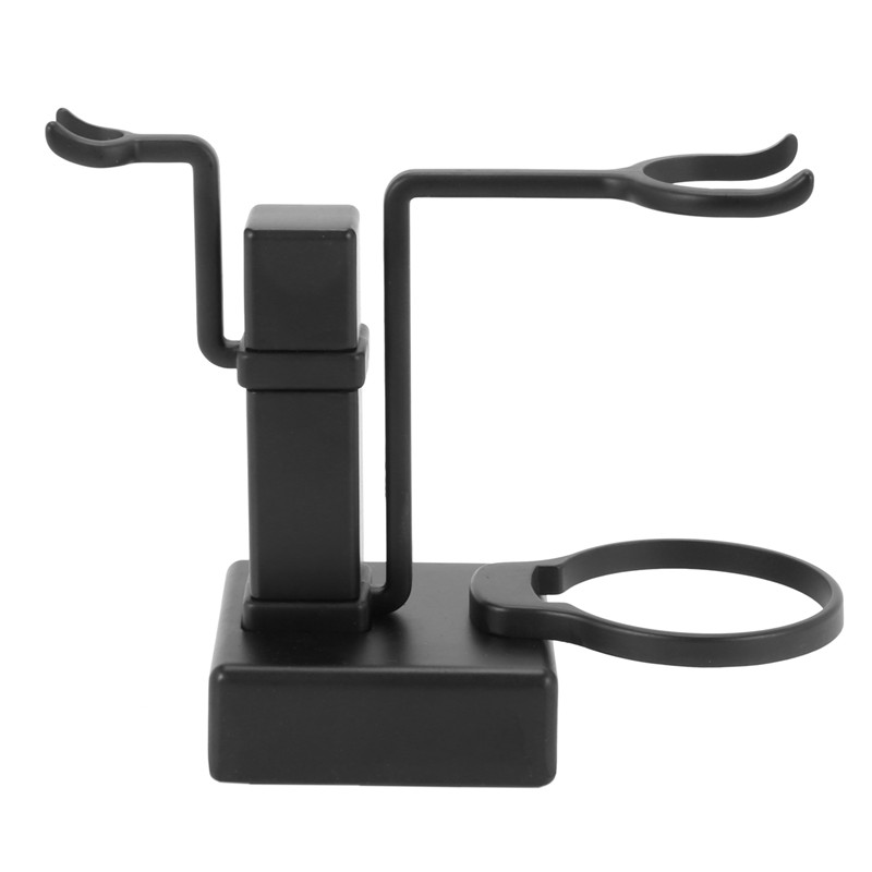 Мъжки бръснар за баня Метална стойка за бръснене Комплект поставка - Рафт за държач на четка за бръснене + Чаша за сапун Купа Черна