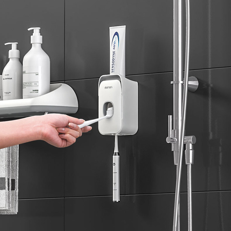 Автоматичен дозатор за паста за зъби Държач за четка за зъби Многофункционална монтирана на стена изстисквачка за паста за зъби Аксесоари за баня