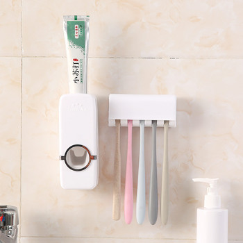 Αυτόματη βάση οδοντόκρεμας με στίφτη τοίχου Αδιάβροχη βάση οδοντόβουρτσας Βάση τοίχου Σετ αξεσουάρ μπάνιου ράφι αποθήκευσης