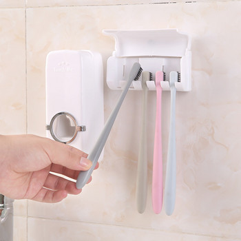 Αυτόματη βάση οδοντόκρεμας με στίφτη τοίχου Αδιάβροχη βάση οδοντόβουρτσας Βάση τοίχου Σετ αξεσουάρ μπάνιου ράφι αποθήκευσης
