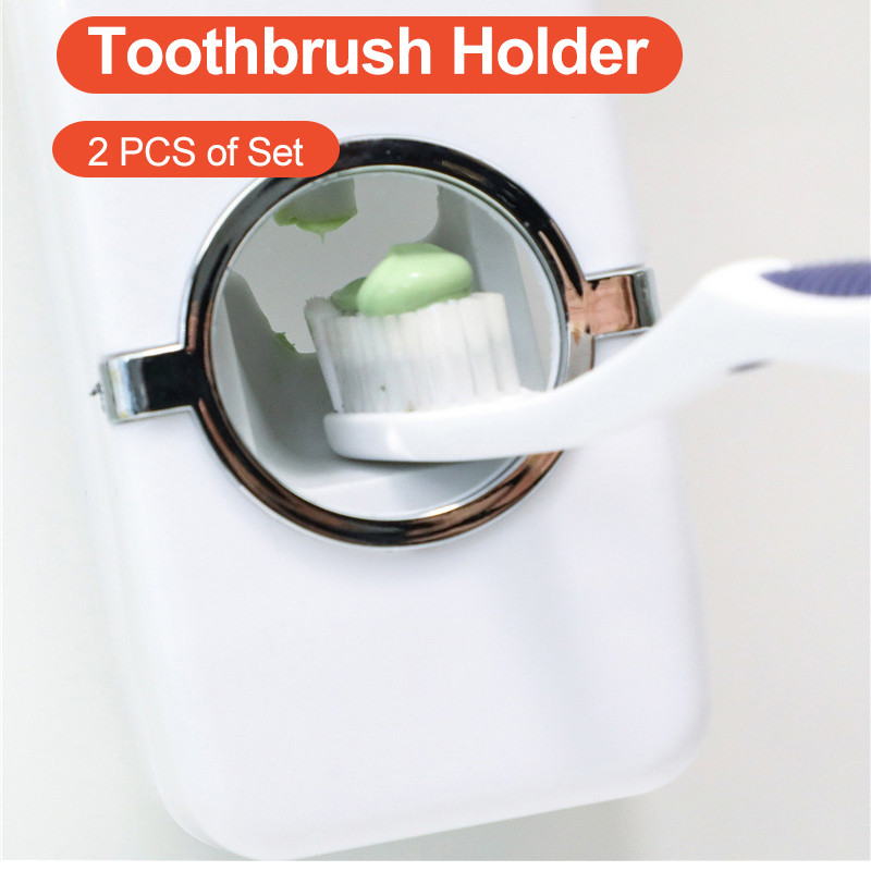 Автоматичен дозатор за паста за зъби Изстисквачка Стенен монтаж Прахоустойчив Държач за четка за зъби Стойка за стенен монтаж Поставка за съхранение Комплект аксесоари за баня