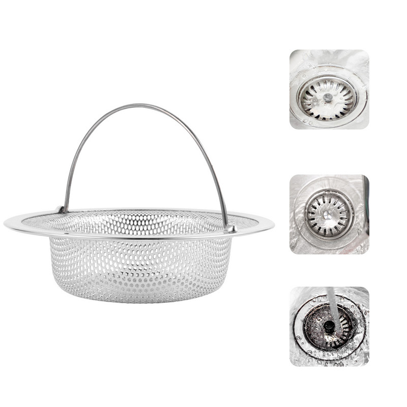 Цедка за мивка Дренажна запушалка Кухненска щепсел Филтър Кошница за улавяне на косми Неръждаема запушваща мрежа Антиметална търговска мрежа Душ за пране