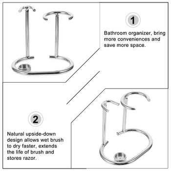 Стойка за бръснене Държач Четка Мъжки комплект Безопасна стойка Комплект Органайзер Стоманени дървени стойки S Мъжка неблагородна метална права купа за съхранение Брада