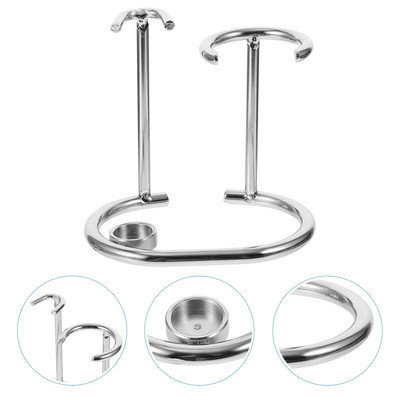 Стойка за бръснене Държач Четка Мъжки комплект Безопасна стойка Комплект Органайзер Стоманени дървени стойки S Мъжка неблагородна метална права купа за съхранение Брада