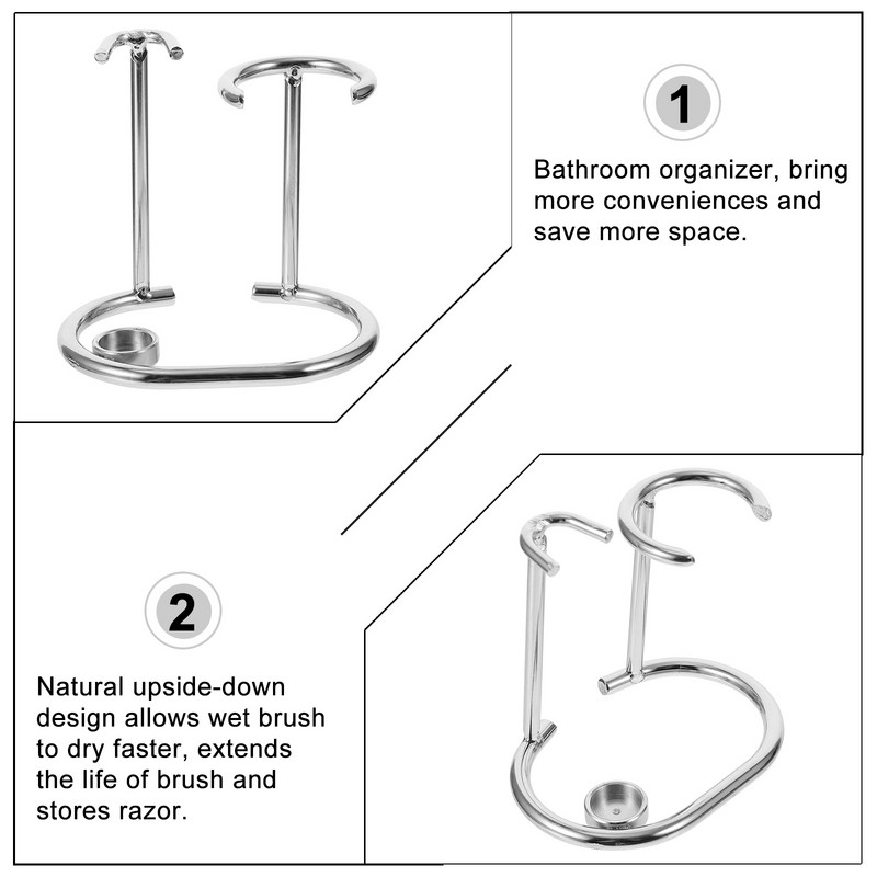 Стойка за бръснене Държач Четка Мъжки комплект Безопасна стойка Комплект Органайзер Стоманени дървени стойки S Мъжка неблагородна метална права купа за съхранение Брада