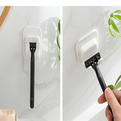 Поставка за бръснач без пробиване Залепваща кука Рафт за самобръсначка Баня Окачен на стена Душ Щепсел за съхранение Кухненска закачалка за халат